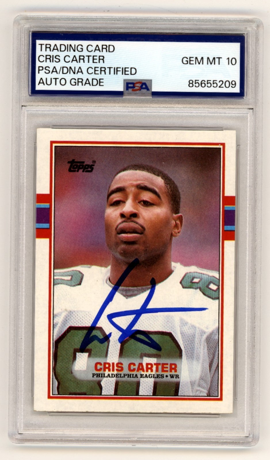Cris Carter Signed 1989 Topps Rookie Card #121 (PSA 10 Auto)