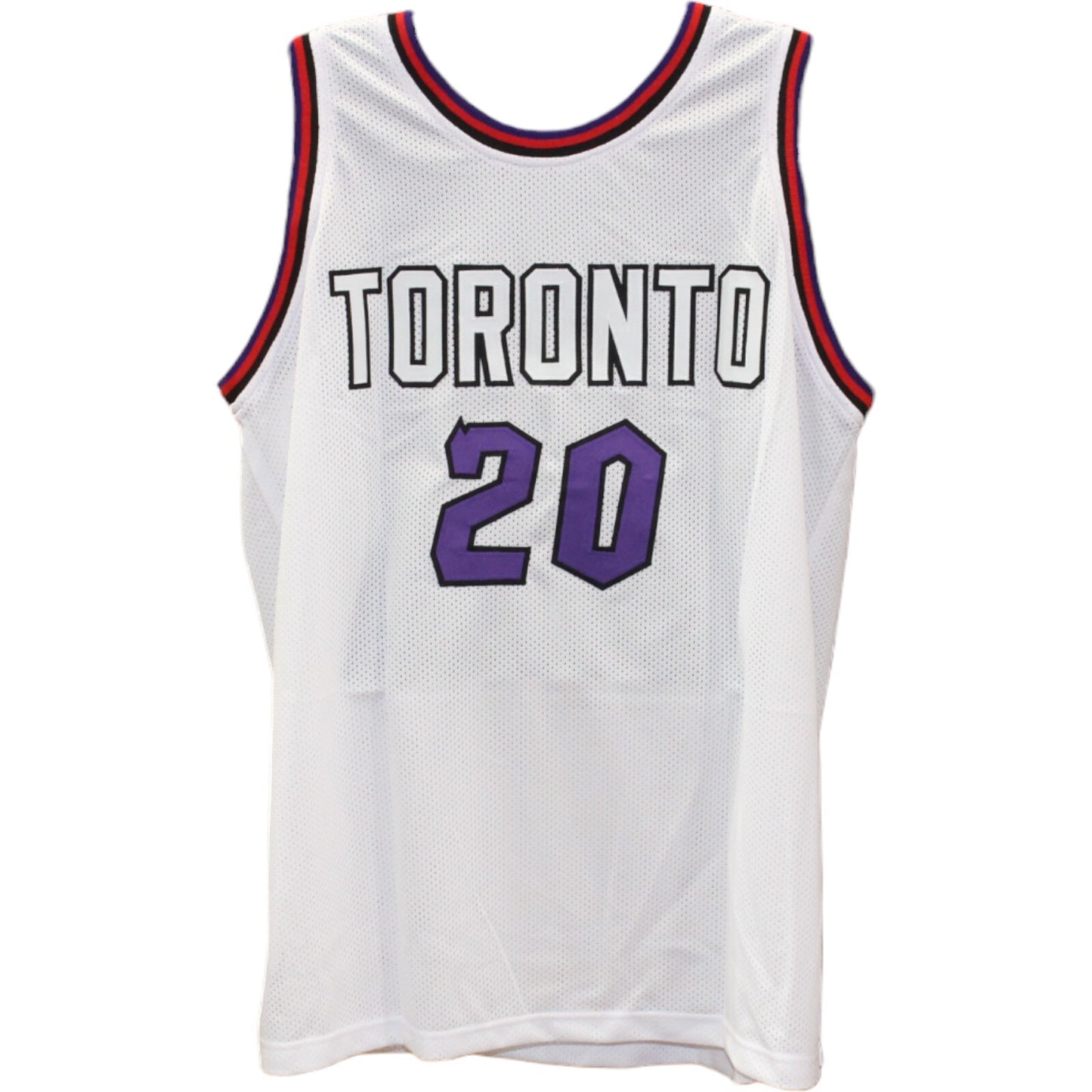 Damon Stoudamire Signed Toronto Raptors Pro Style White Basketball Jersey