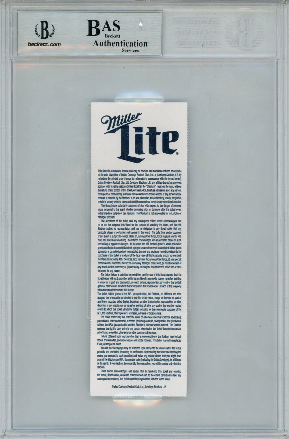 Dak Prescott Signed Dallas Cowboys 1st NFL TD Ticket Stub BAS Slab