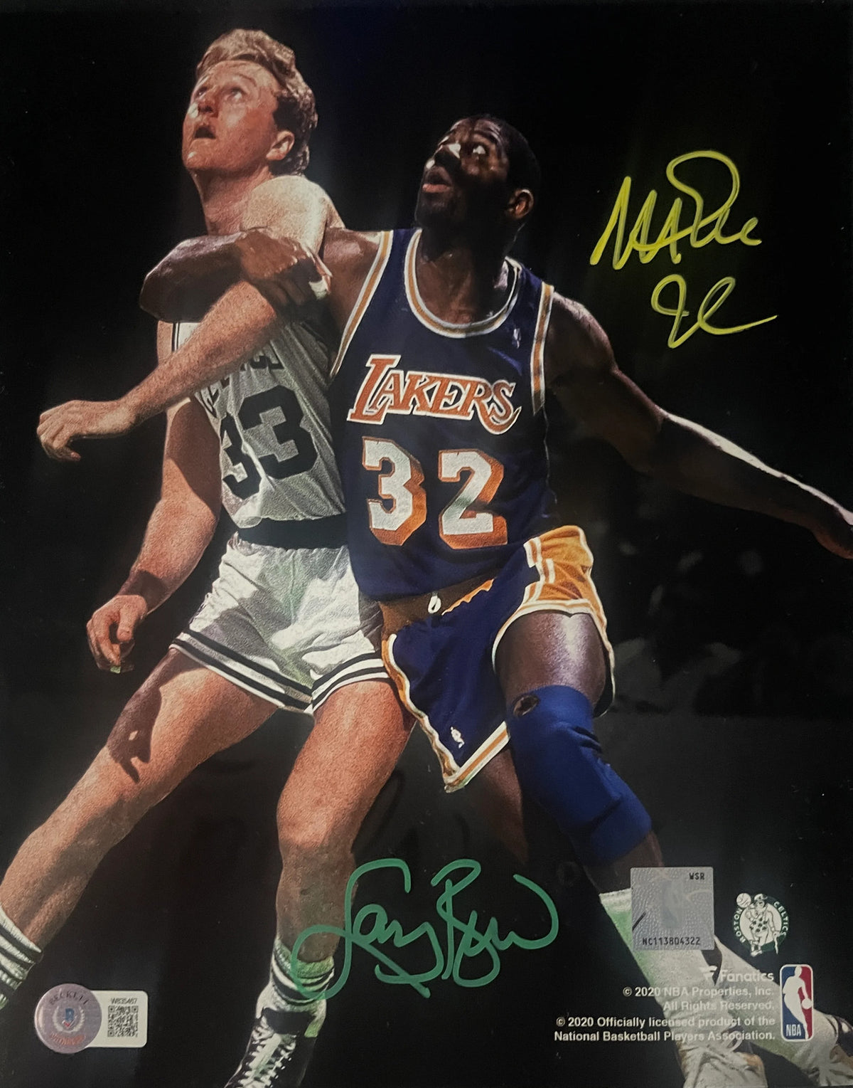 Magic Johnson & Larry Bird Dual-Signed Lakers vs. Celtics 8x10 Photo