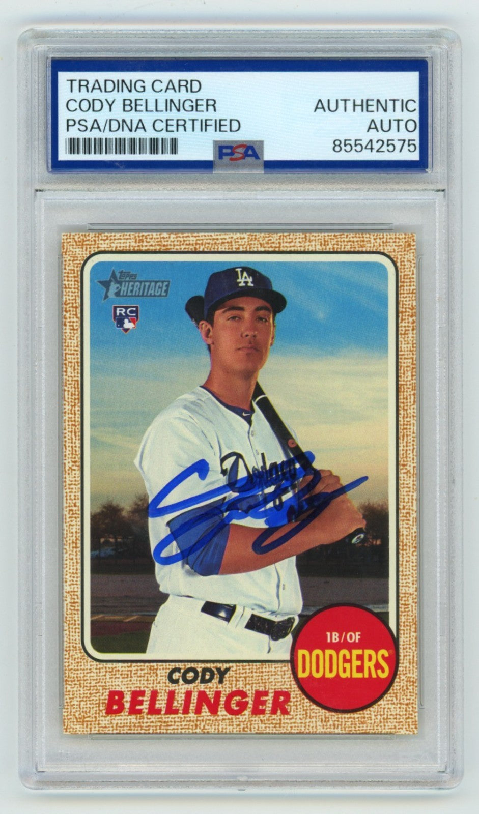 Cody Bellinger Autographed 2017 Topps Heritage Rookie Card PSA