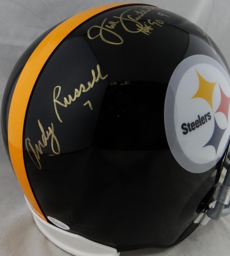 Jack Ham, Jack Lambert & Andy Russell Signed Steelers Full Size Helmet