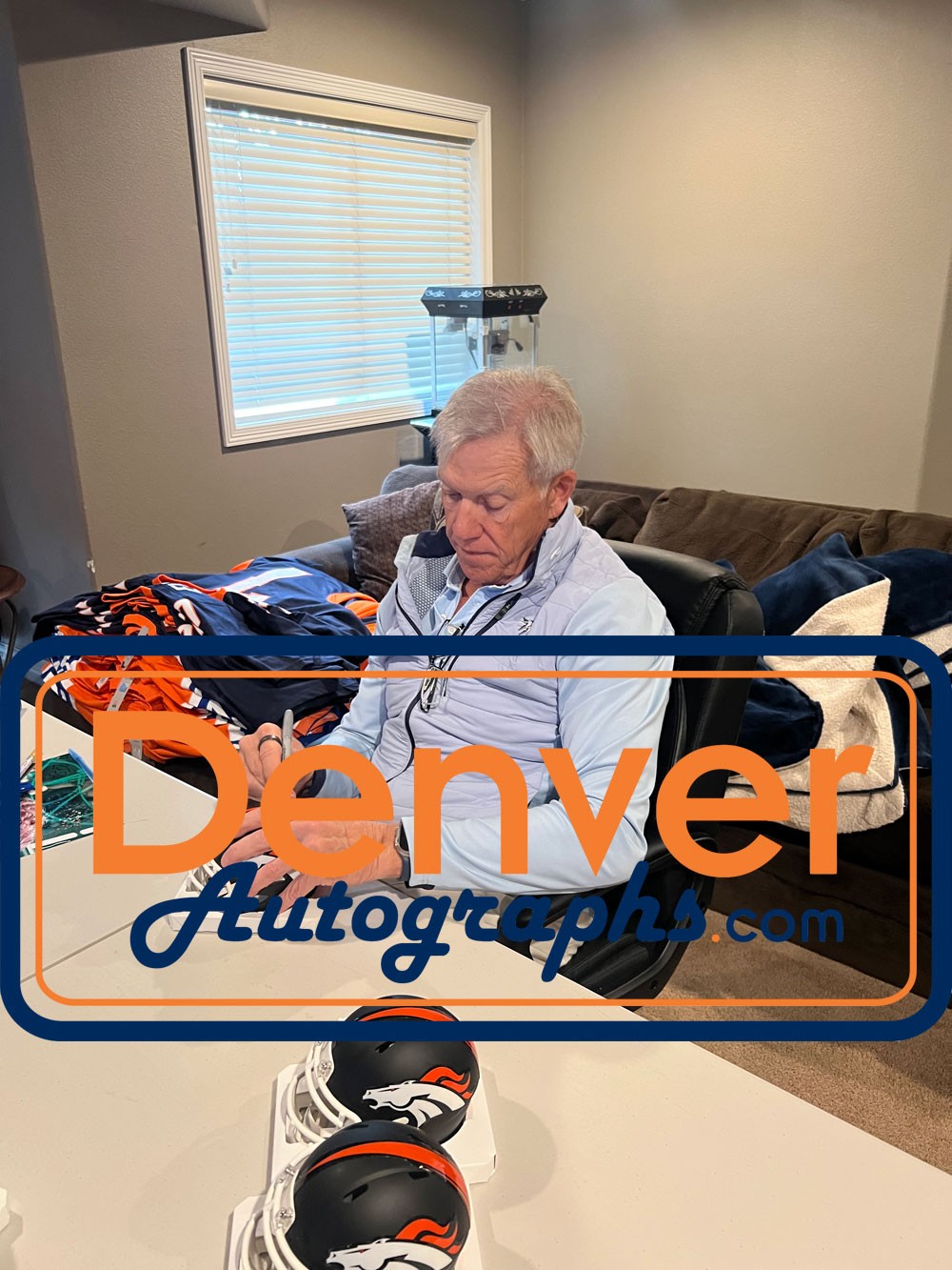 John Elway Signed Denver Broncos Matte Black Mini Helmet