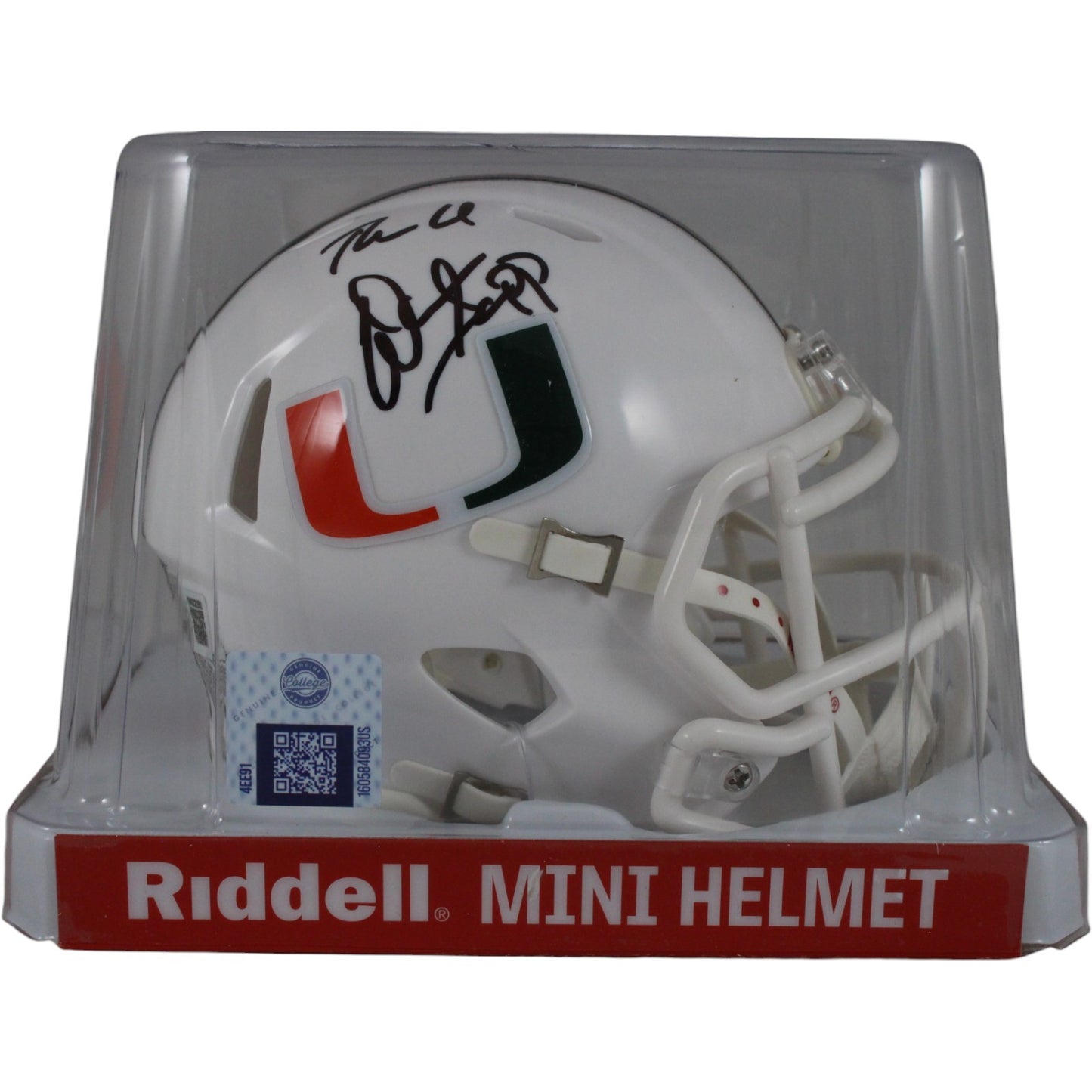 Warren Sapp Signed Miami Hurricanes Mini Helmet (The U Inscription) BAS