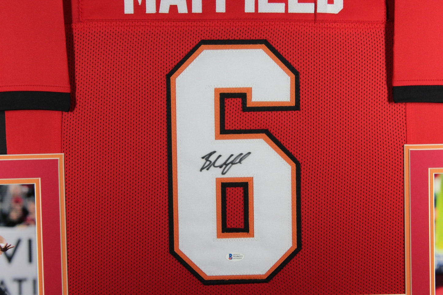 Baker Mayfield Autographed Framed Red Pro Style Jersey