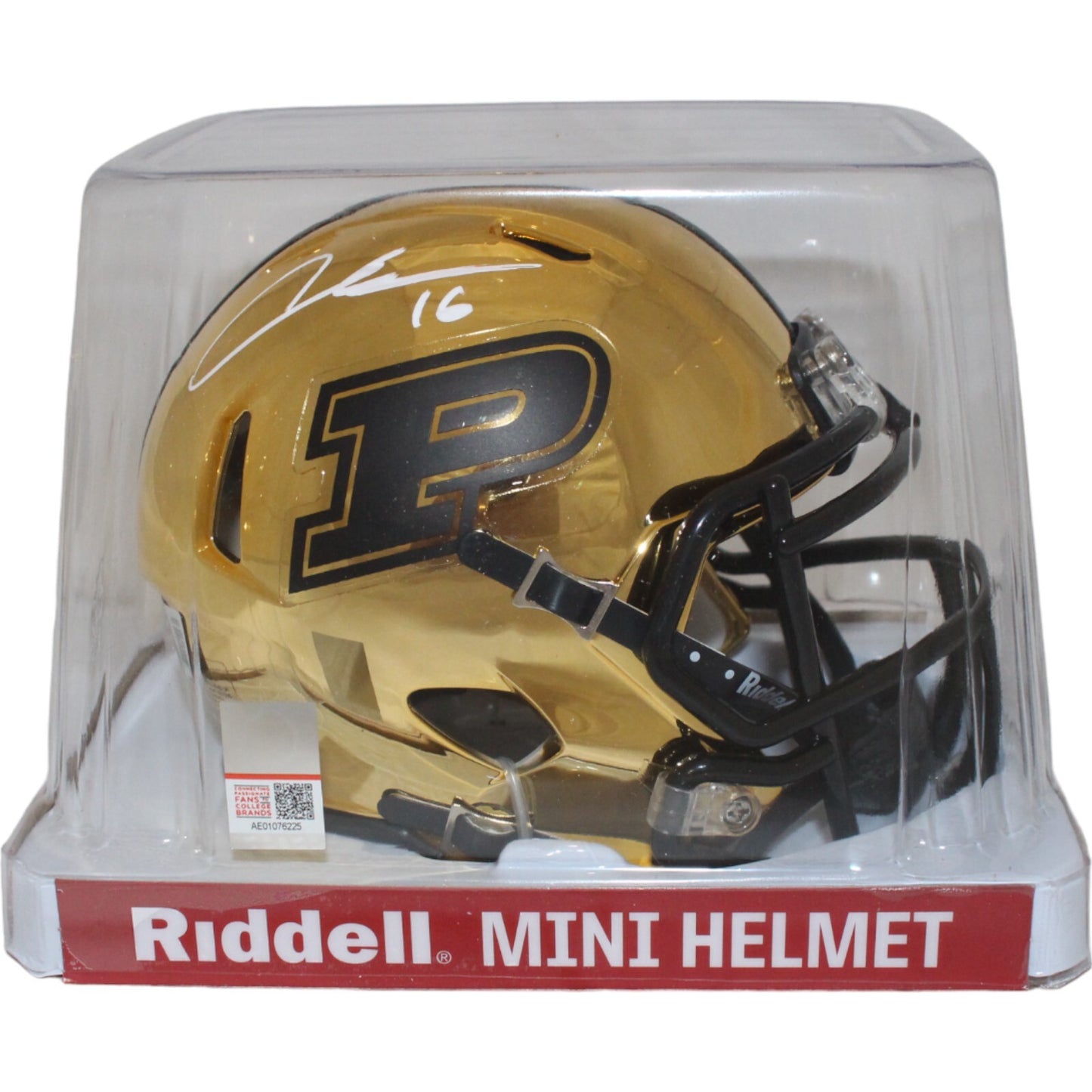 Aidan O'Connell Signed Purdue Boilermakers Gold Chrome Mini Helmet Beckett