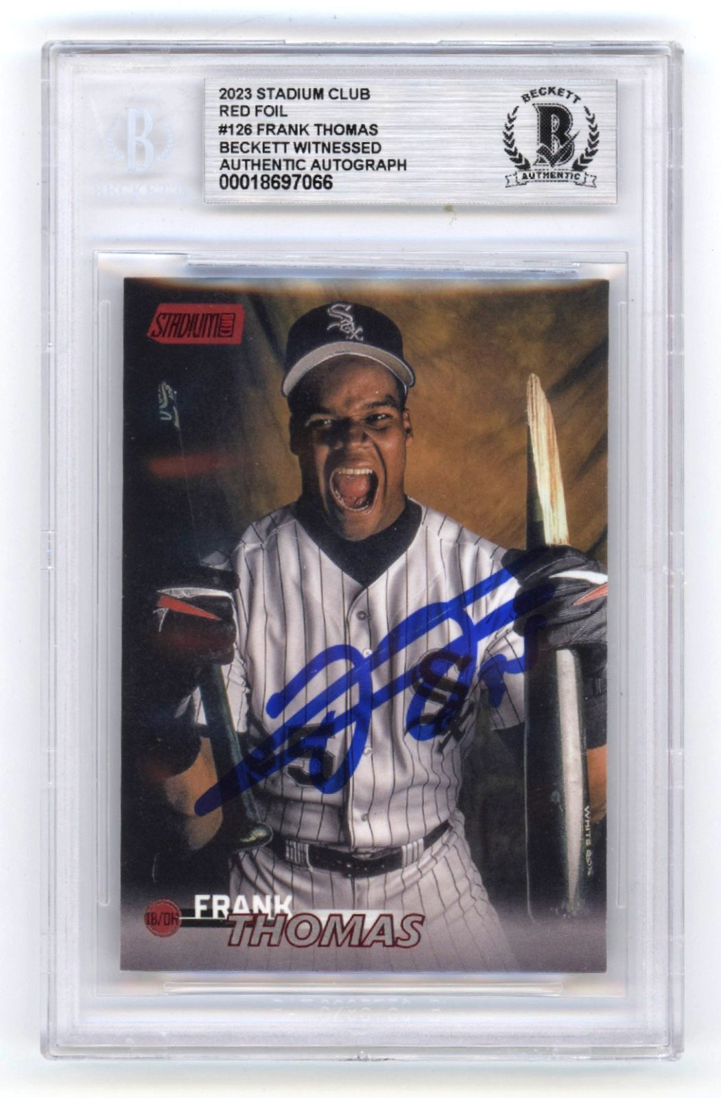 Frank Thomas Signed 2023 Stadium Club Red Foil Card (BAS)