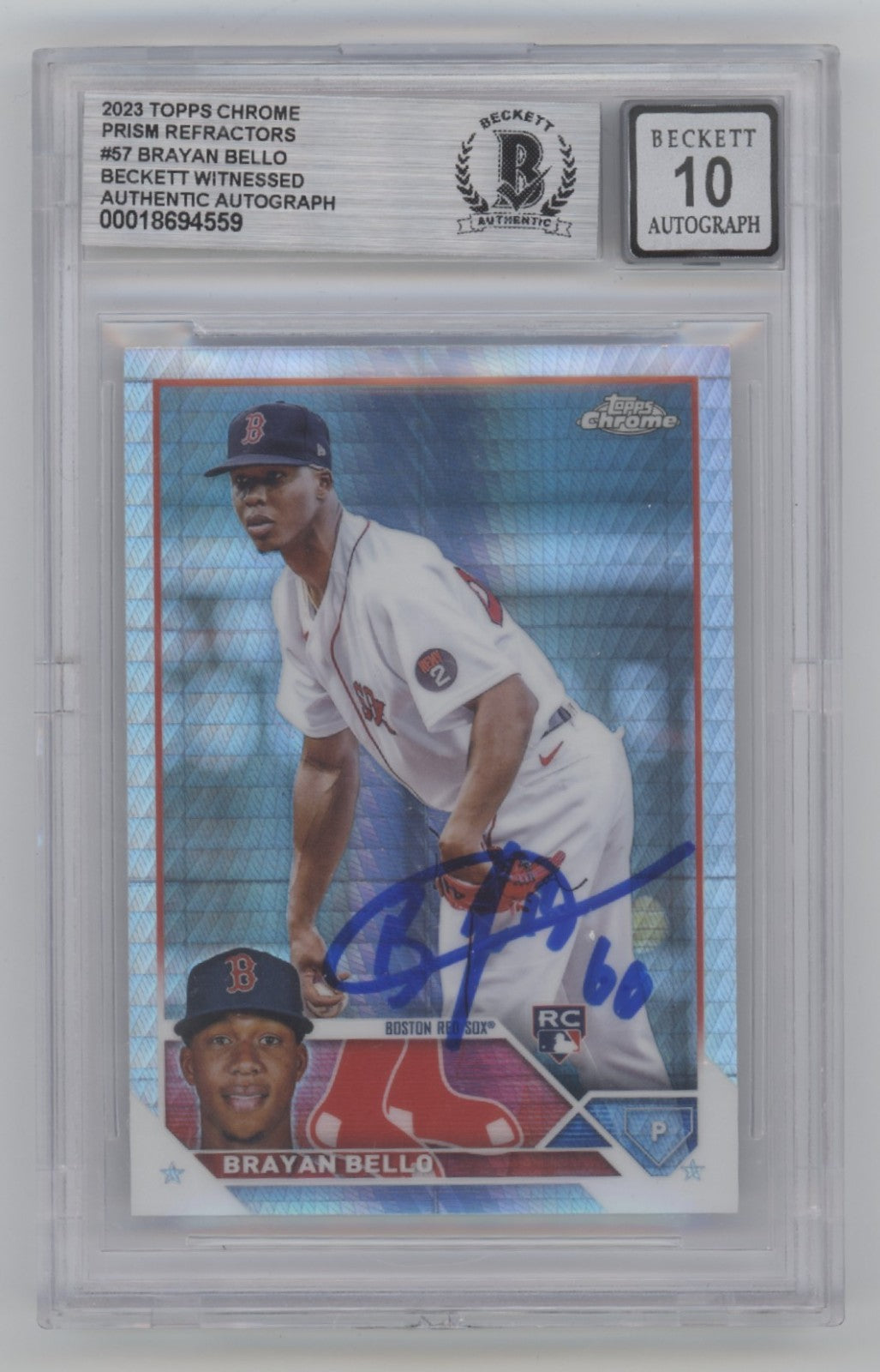 Brayan Bello Signed 2023 Topps Chrome Prism Refractor RC BGS 10 Auto