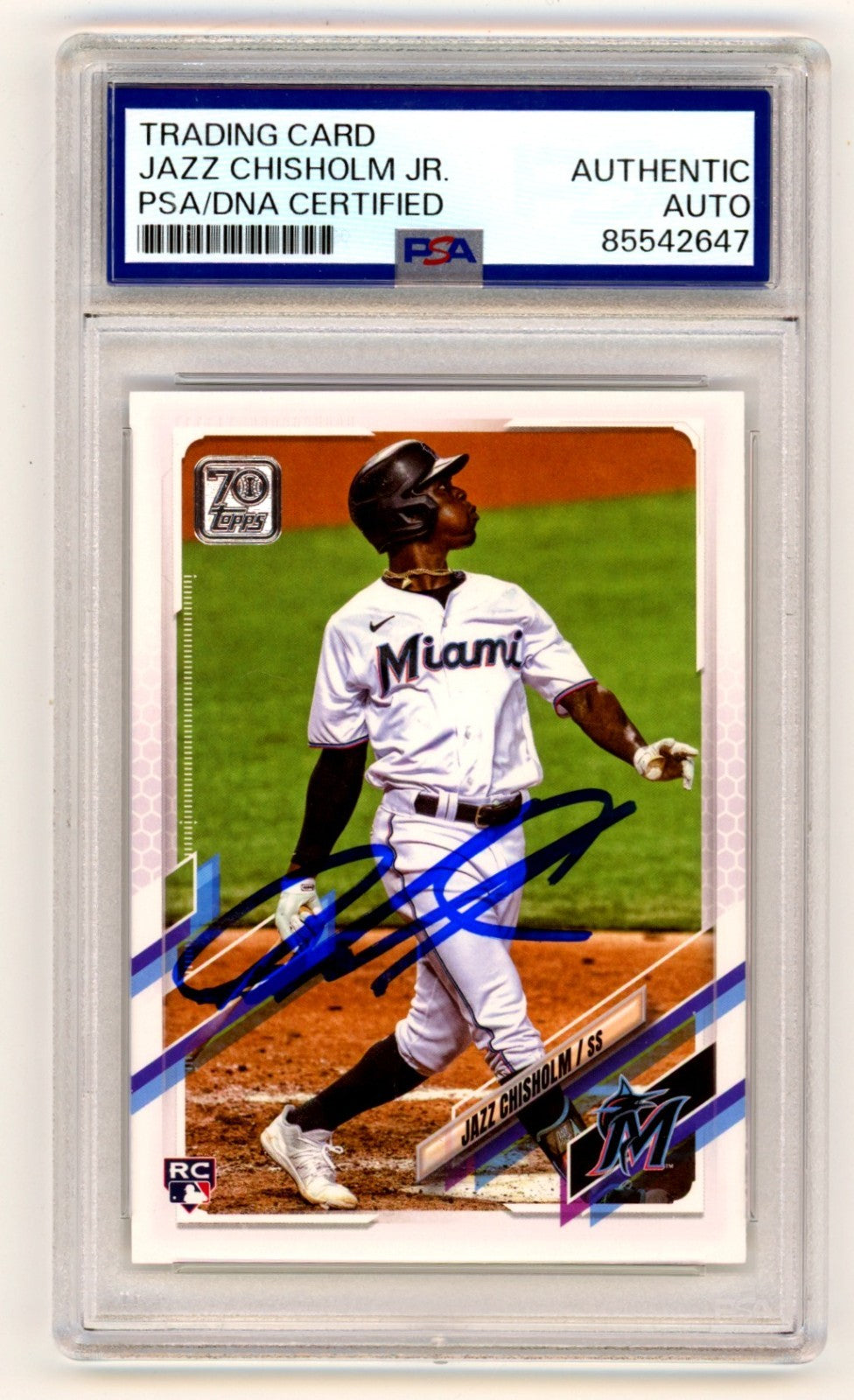 Jazz Chisholm Jr. Signed 2021 Topps Series 2 Rookie Card PSA Authentic