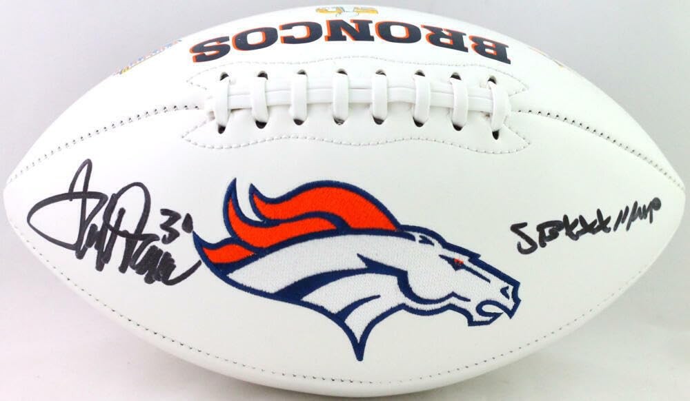 Terrell Davis Signed Denver Broncos Black Logo Football with SB MVP Inscription