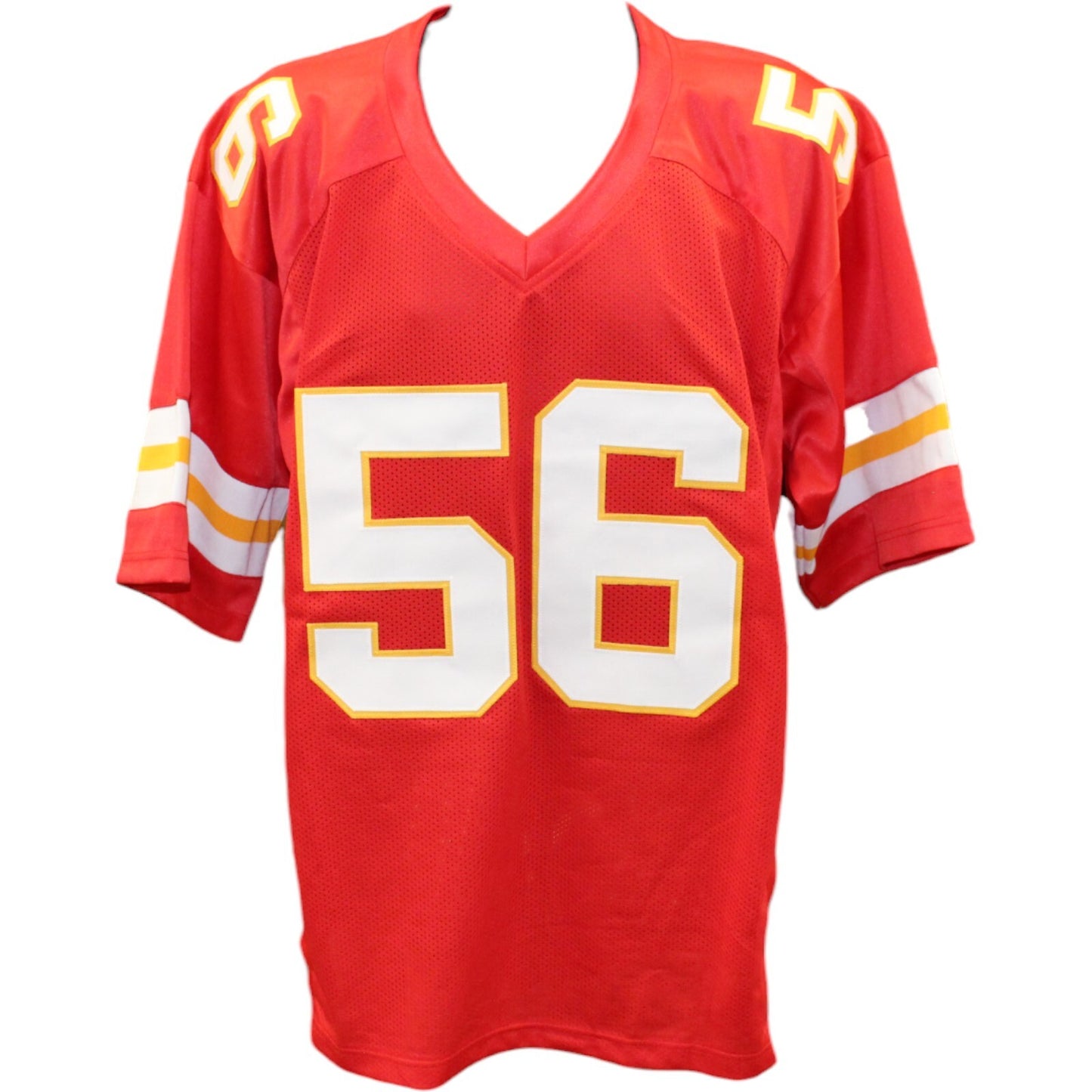 Derrick Johnson Autographed Pro Style Red Jersey (Beckett COA)