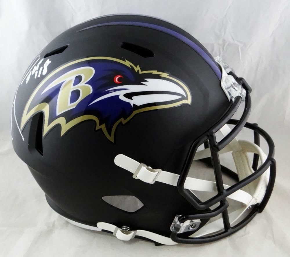 Ray Lewis Signed Baltimore Ravens Flat Black Full Size Helmet