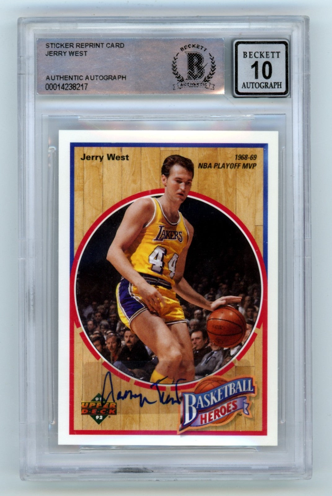Jerry West Signed 1991-92 Upper Deck Heroes #3 Card - BGS 10 Auto