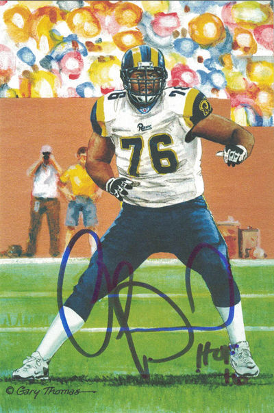 Orlando Pace Signed St. Louis Rams Goal Line Art HOF 16 Inscription