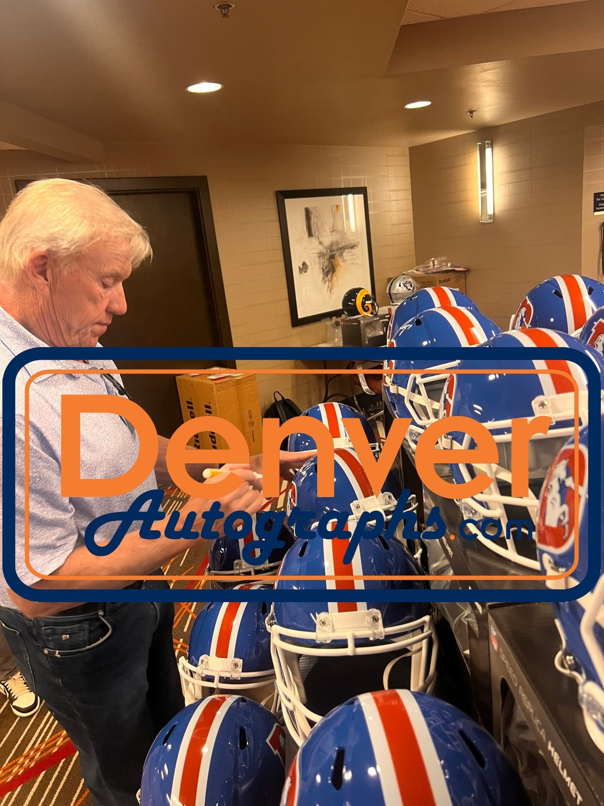 John Elway Signed Denver Broncos Full Size Throwback Replica Helmet