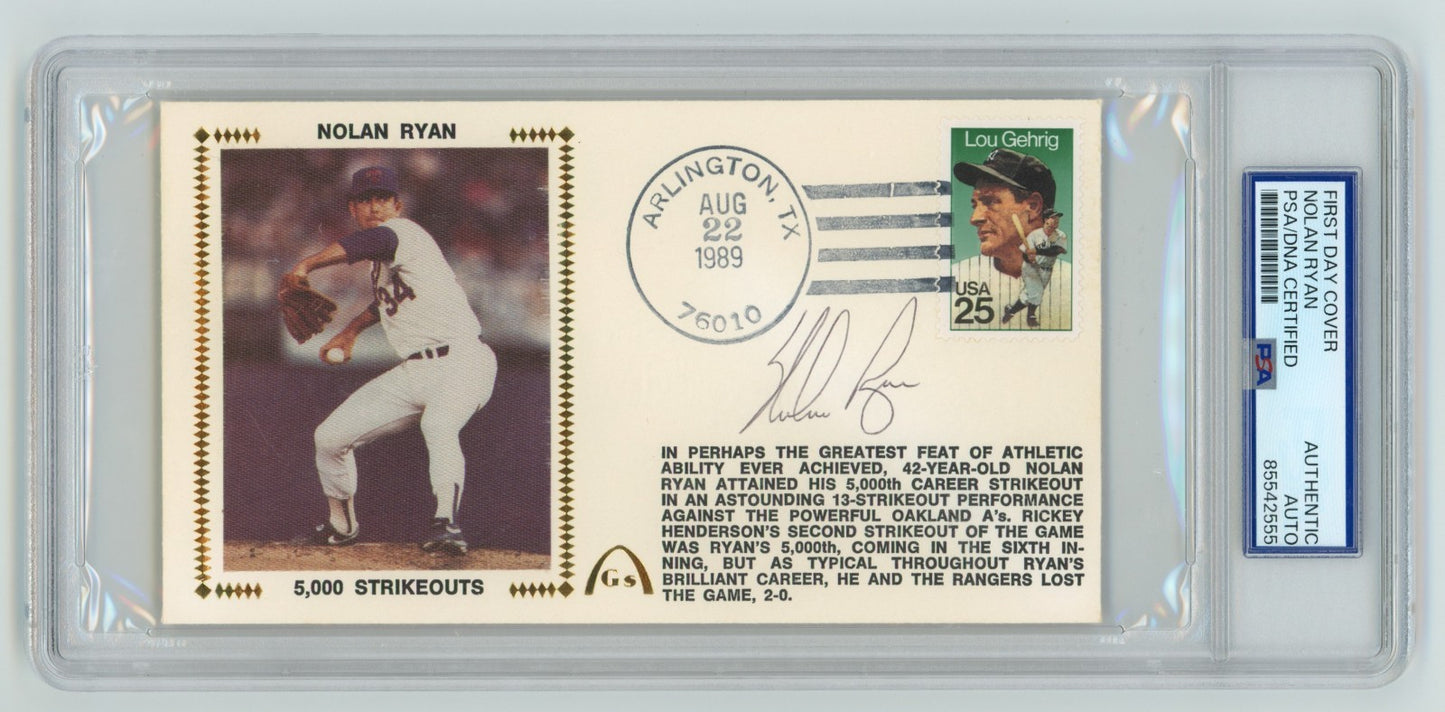 Nolan Ryan Signed 5000th Strikeout First Day Cover PSA Authenticated