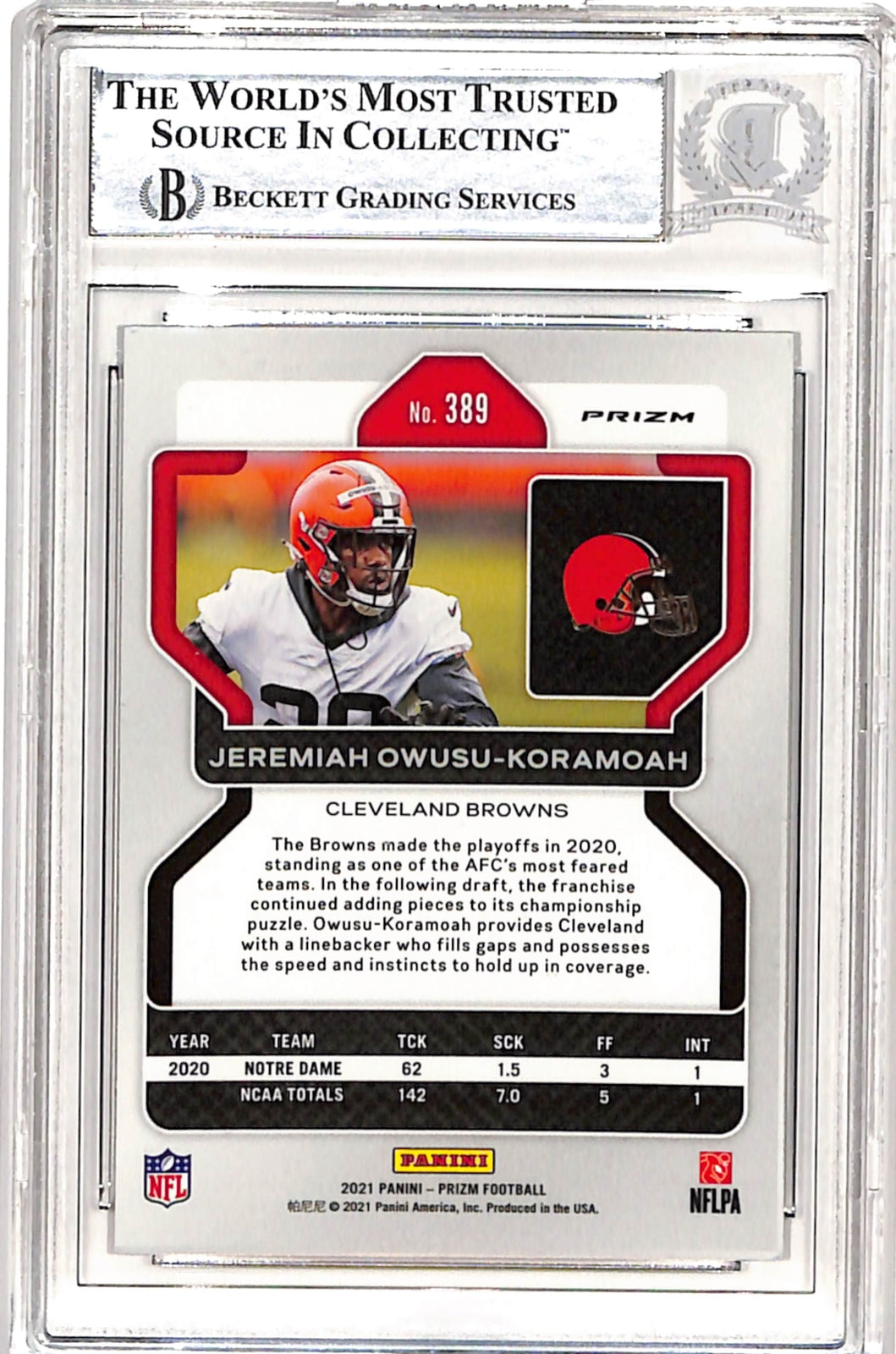 Jeremiah Owusu-Komamoah Signed 2021 Panini Silver Prizm Trading Card