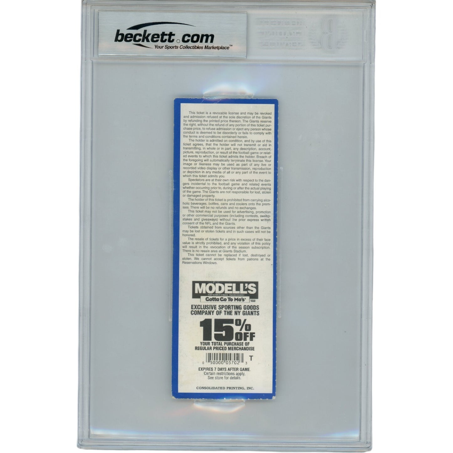 Michael Strahan Signed New York Giants Ticket Stub (10/30/05) BAS Slabbed