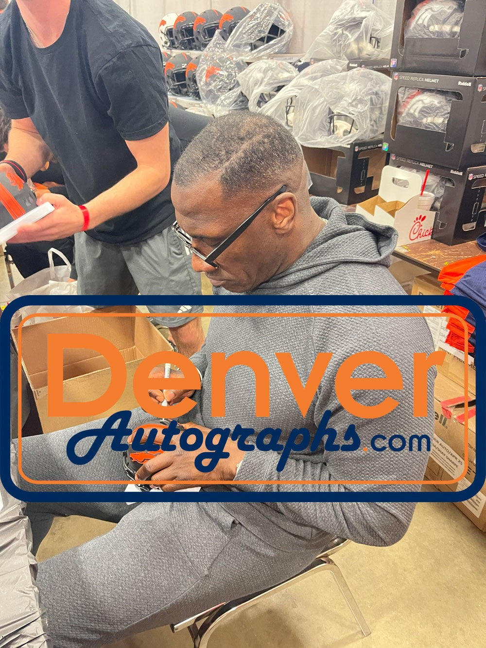 Shannon Sharpe Denver Broncos Eclipse Mini Helmet Autographed