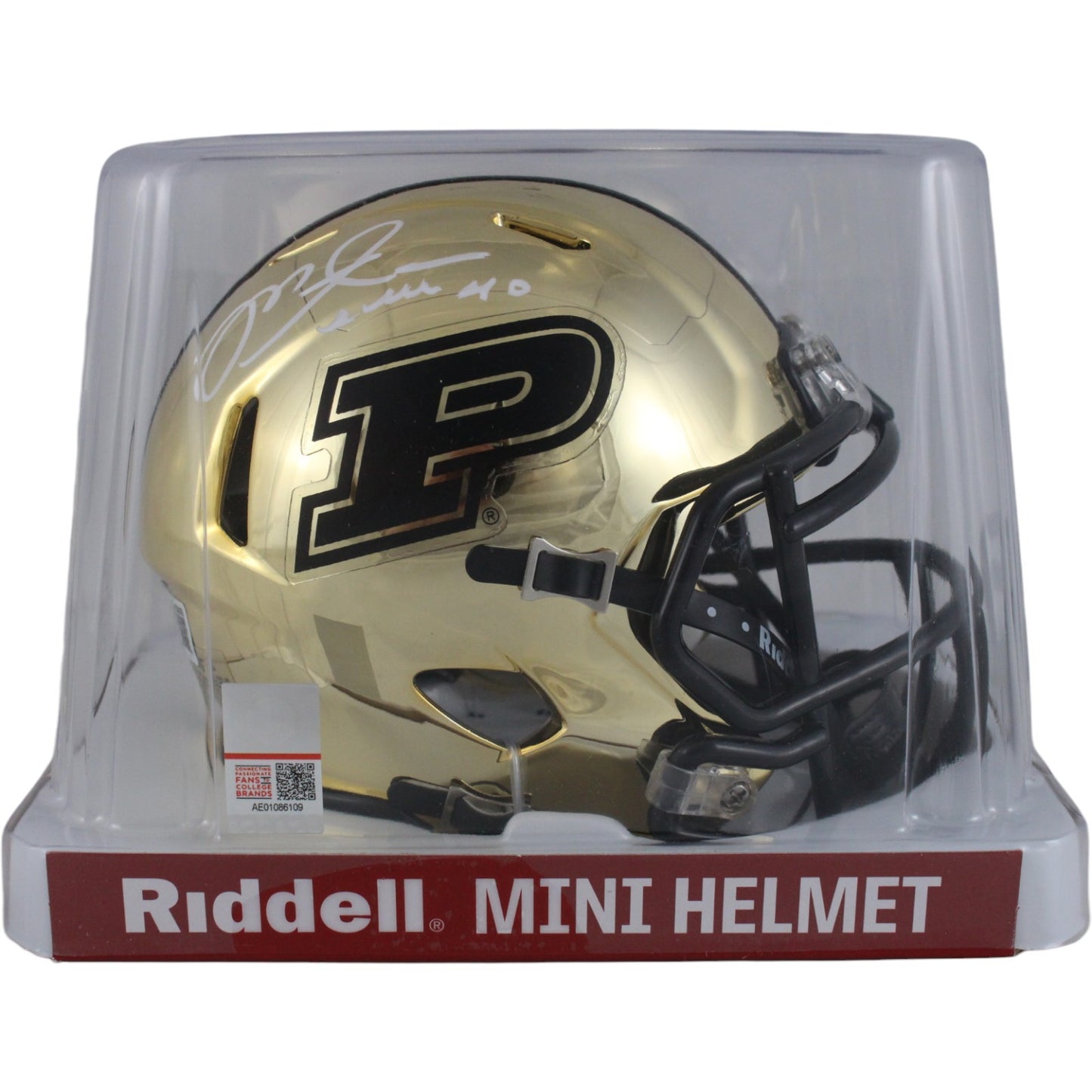 Mike Alstott Signed Purdue Boilermakers Chrome Mini Helmet