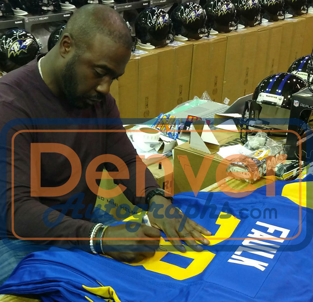 Marshall Faulk Autographed Los Angeles Rams Custom Football Jersey