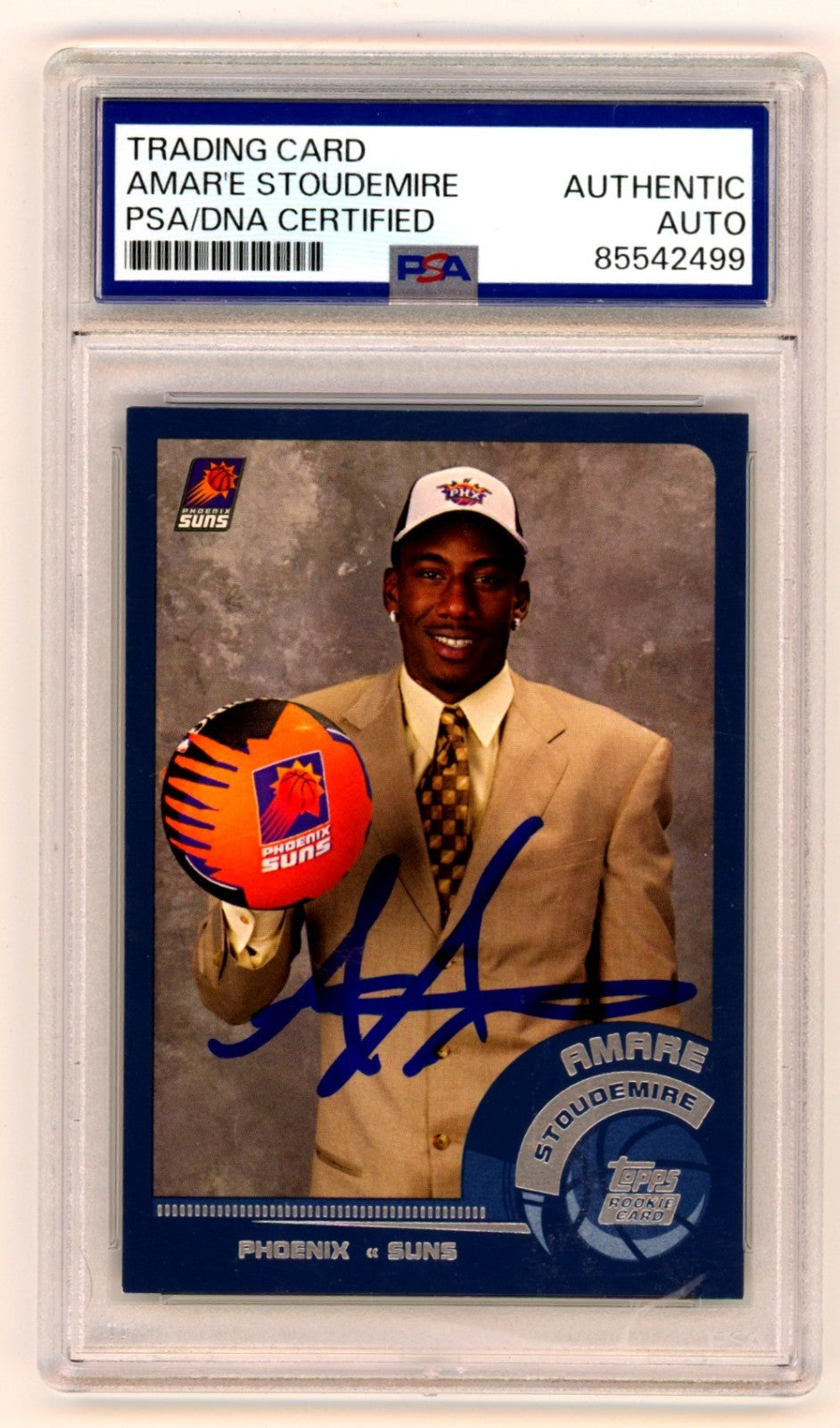 Amar'e Stoudemire Autographed 2002-03 Topps Rookie Card PSA Authentic