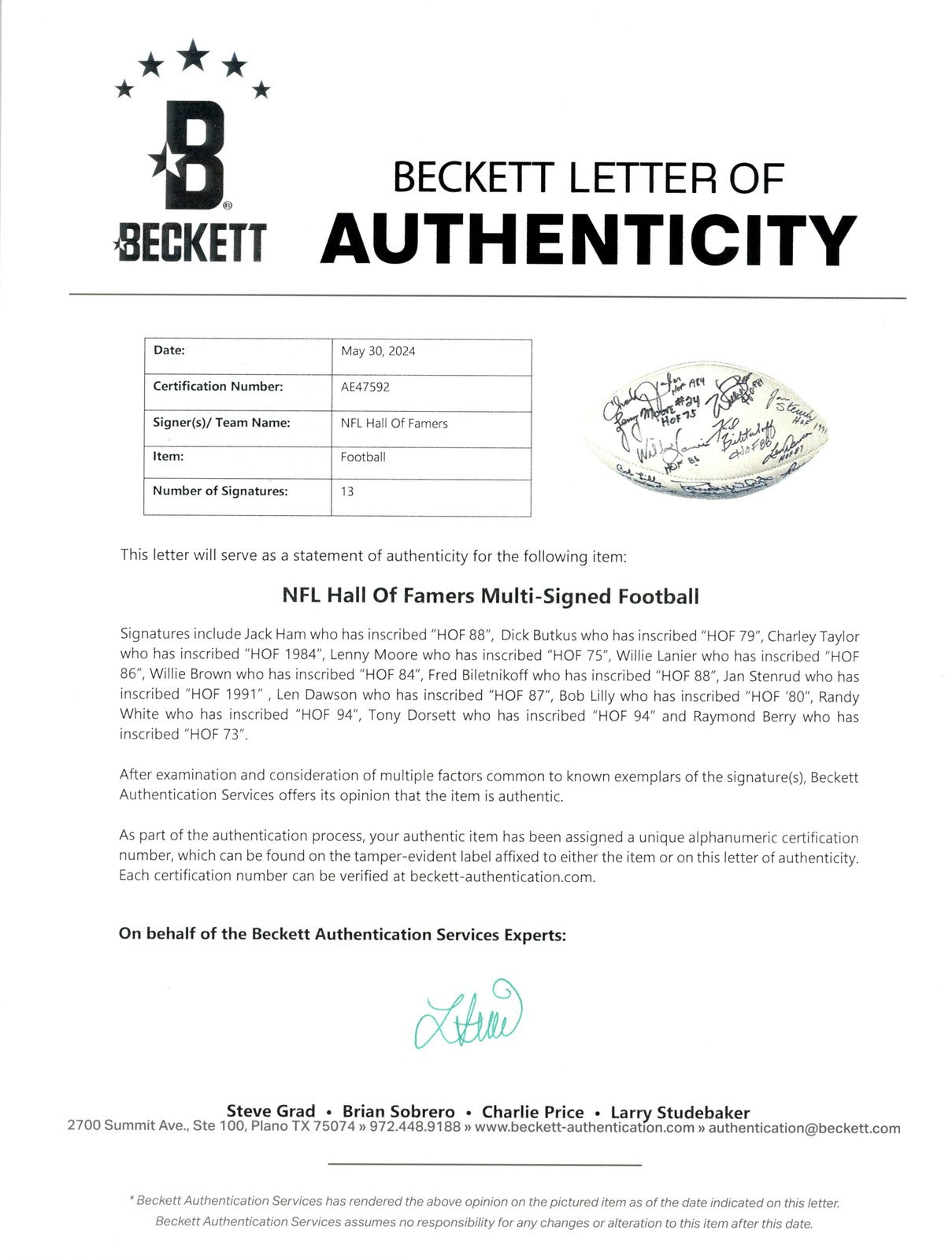 Butkus, Dorsett & More Multi-Signed NFL Hall of Fame Logo Football