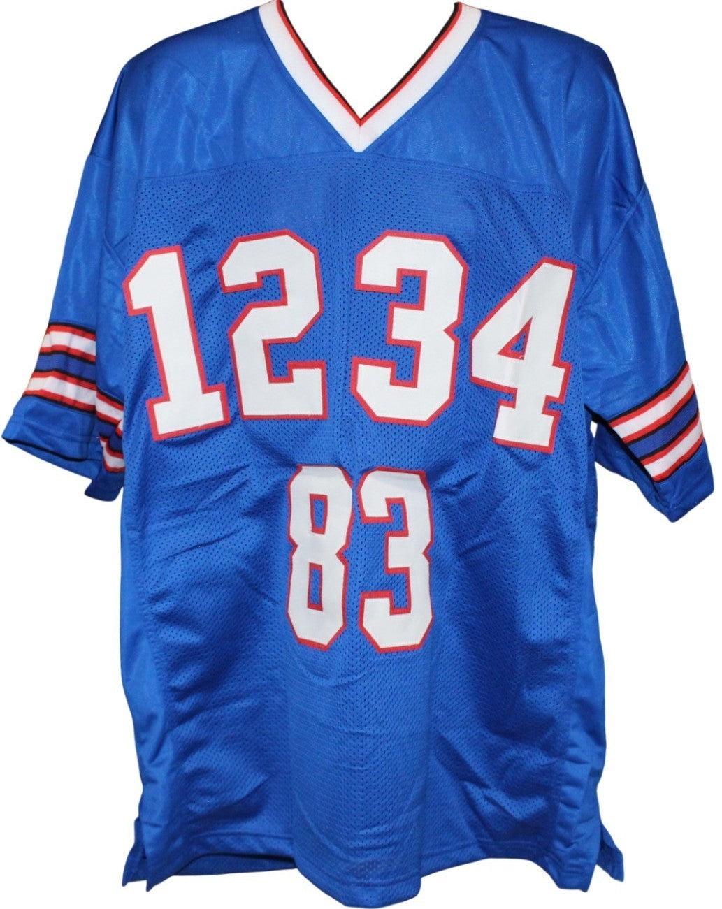Jim Kelly, Thurman Thomas & Andre Reed Autographed Blue Custom Jersey