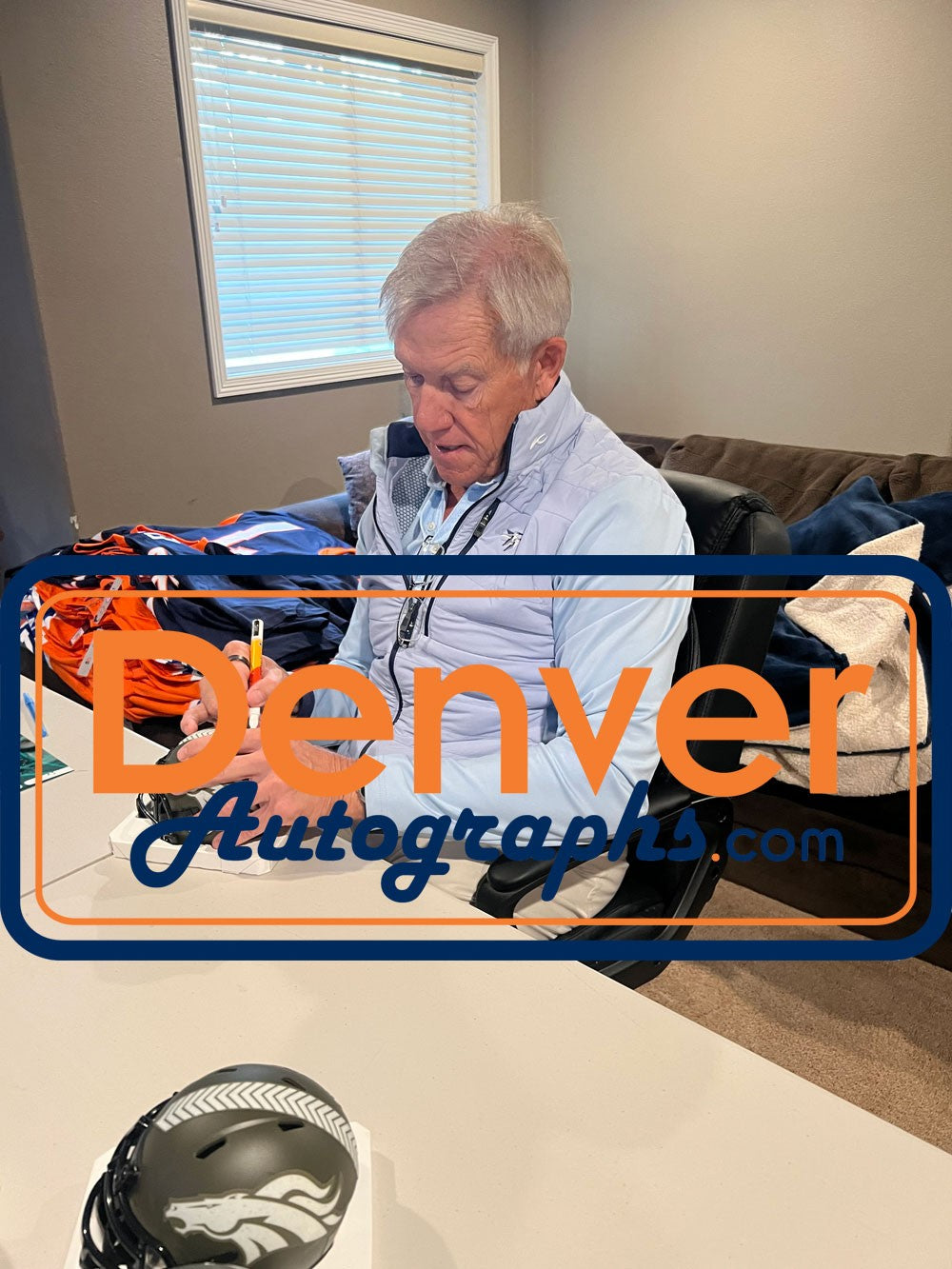 John Elway Signed Denver Broncos 2022 Salute to Service Mini Helmet