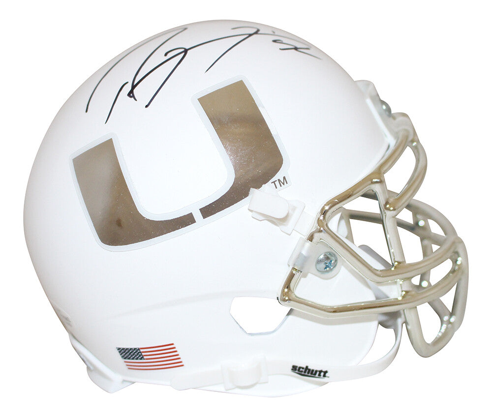 Ray Lewis Miami Hurricanes Autographed White Chrome Mini Helmet BAS