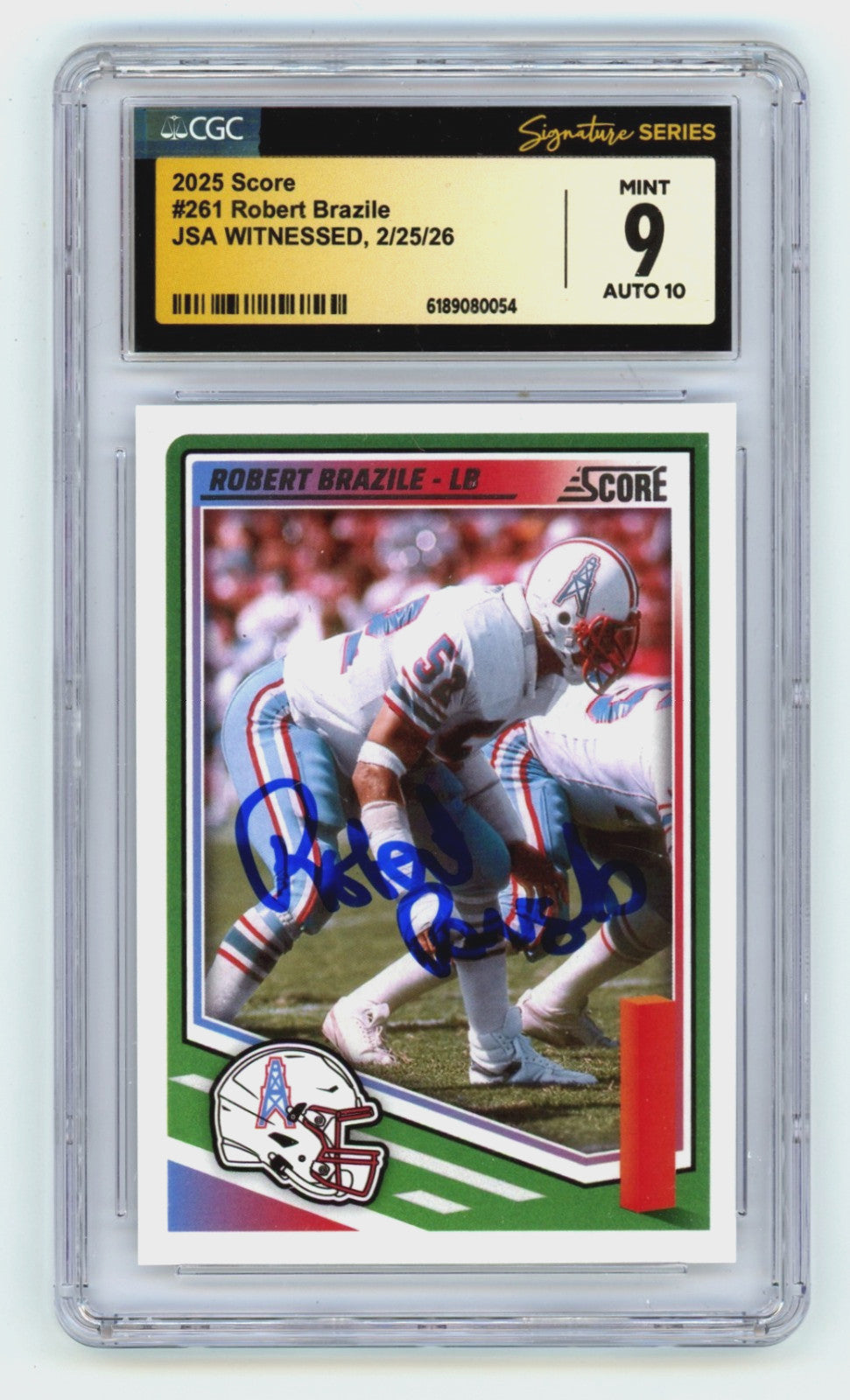 Robert Brazile Autographed 2025 Score Houston Oilers Card #261