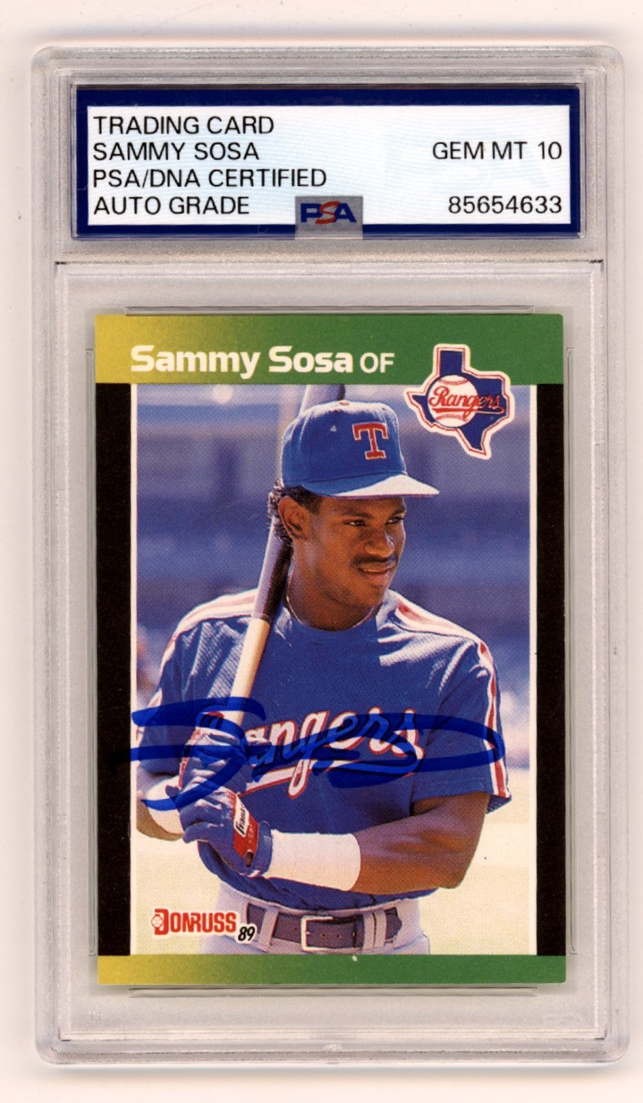 Sammy Sosa Signed 1989 Donruss Baseball's Best Rookie Card - PSA 10 Auto