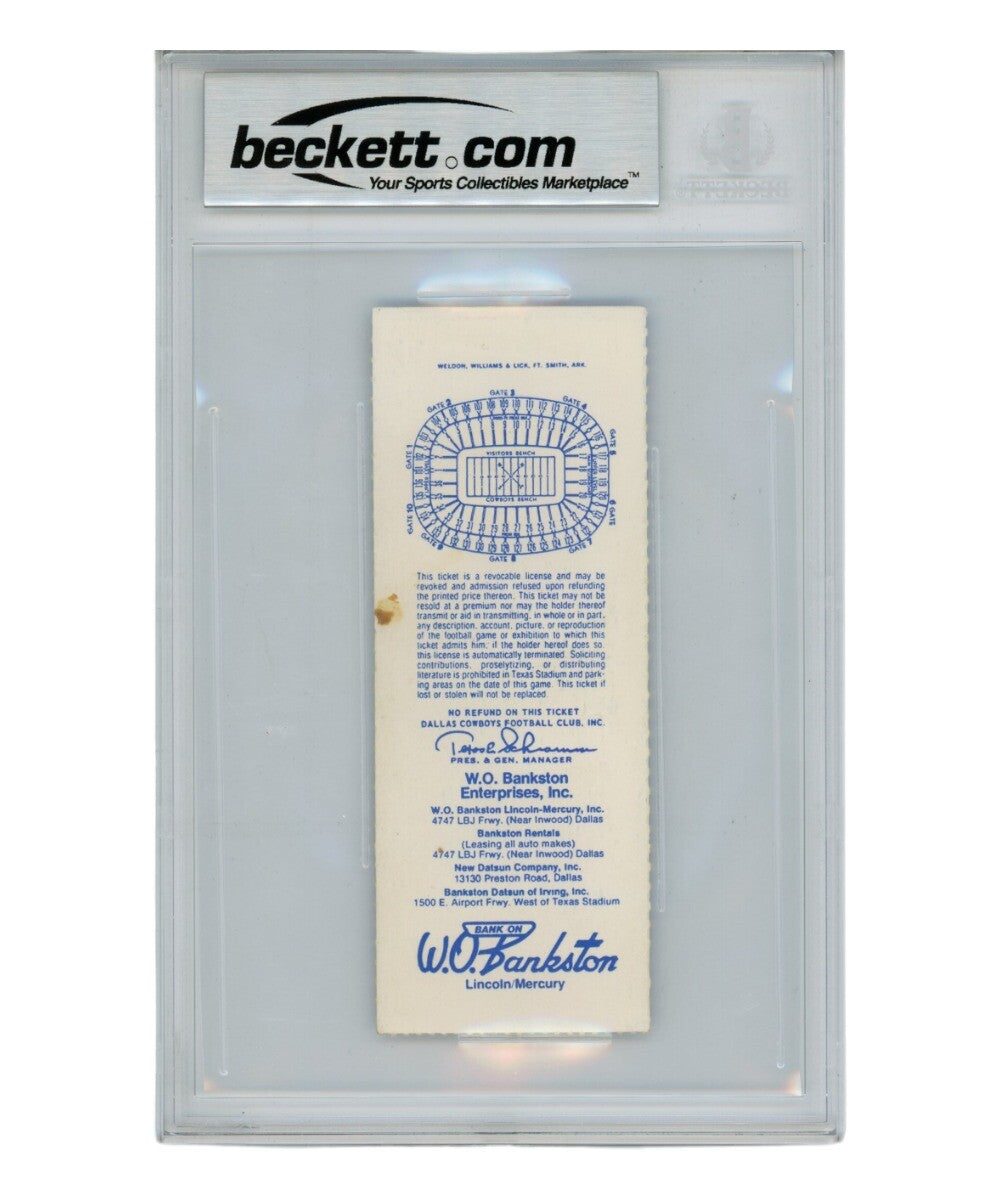 Tony Dorsett Autographed Dallas Cowboys 1983 Ticket Stub BAS Slabbed