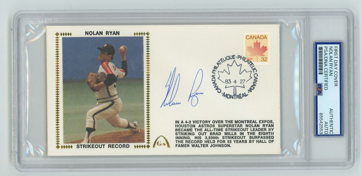 Nolan Ryan Signed First Day Cover Strikeout Record PSA Authentic