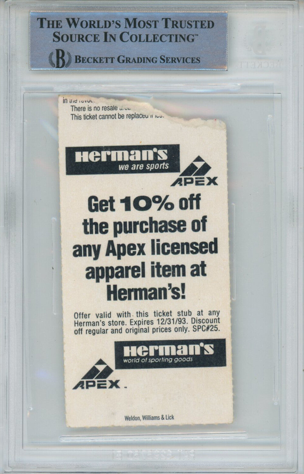 Jerome Bettis Signed 9/19/1993 Ticket Stub ROY Inscription Beckett Slab