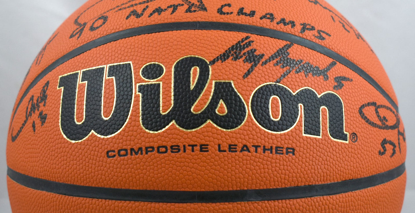 Larry Johnson & 1989-90 UNLV Rebels Team Signed Wilson Basketball