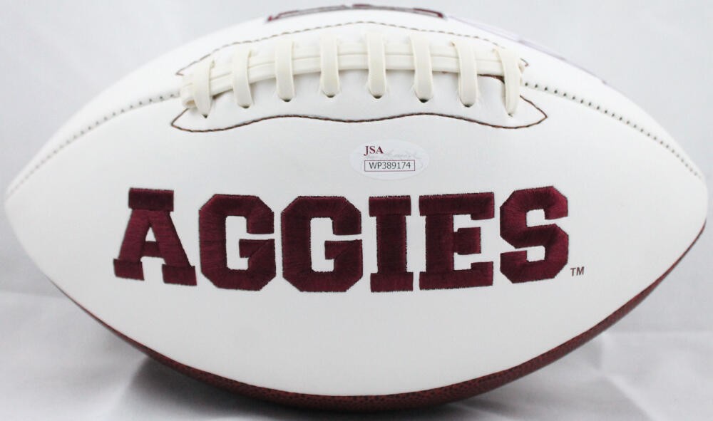 Johnny Manziel Signed Texas A&M Aggies Logo Football - Heisman Inscription