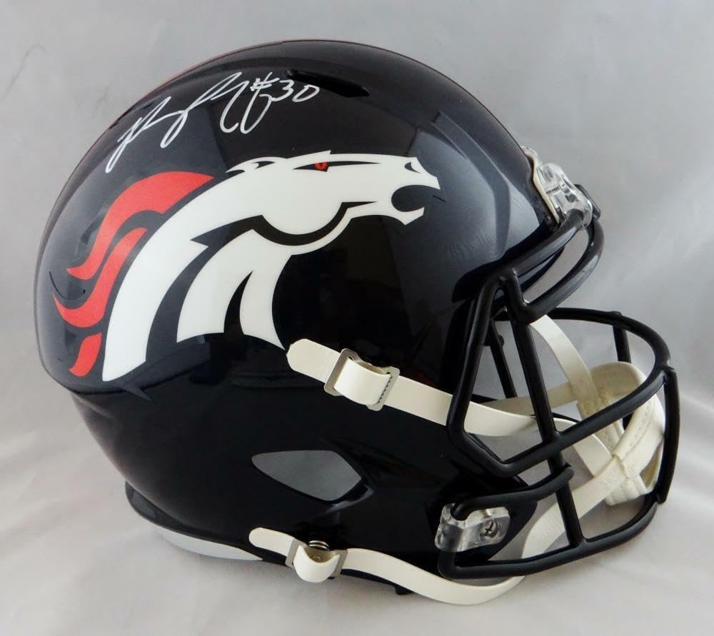 Phillip Lindsay Signed Denver Broncos White Full Size Speed Helmet