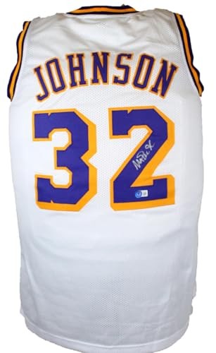 Magic Johnson Autographed Los Angeles White Custom Jersey