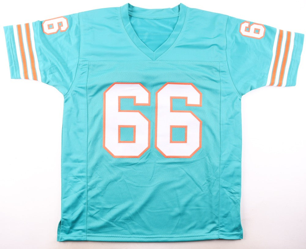 Larry Little Signed Miami Dolphins Teal Custom Jersey - HOF Inscribed