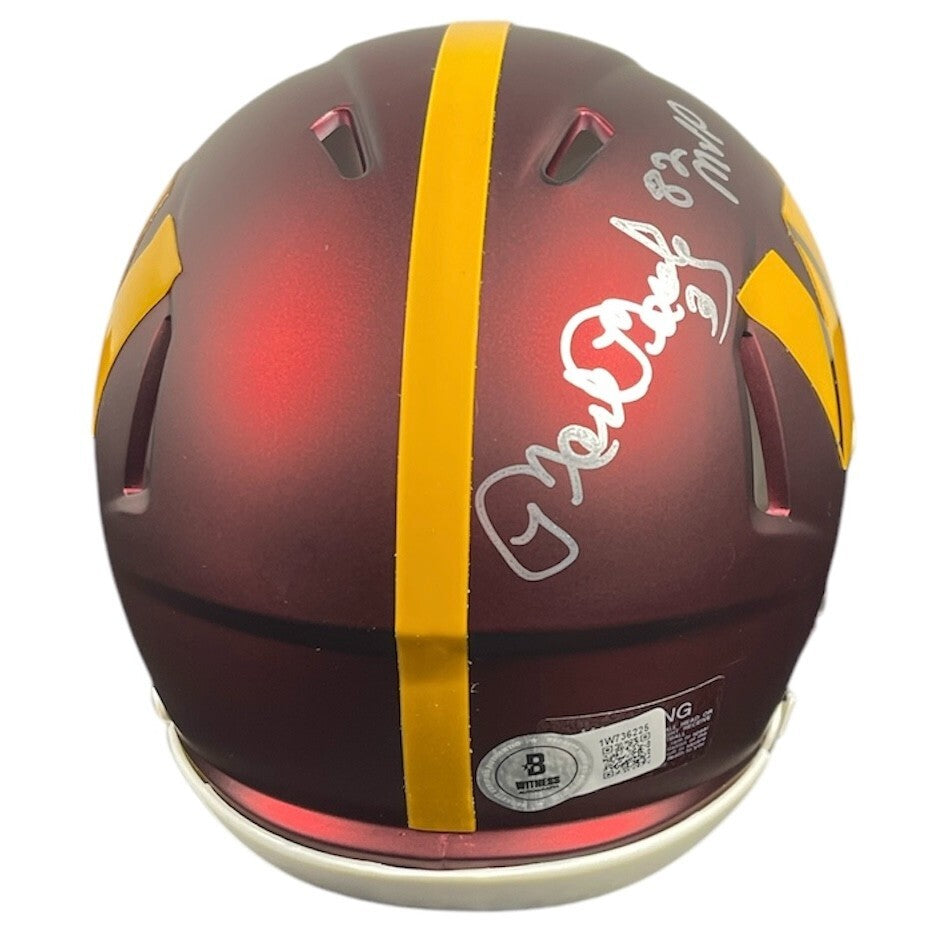Mark Moseley Signed Washington Mini Helmet (82 MVP Inscription)