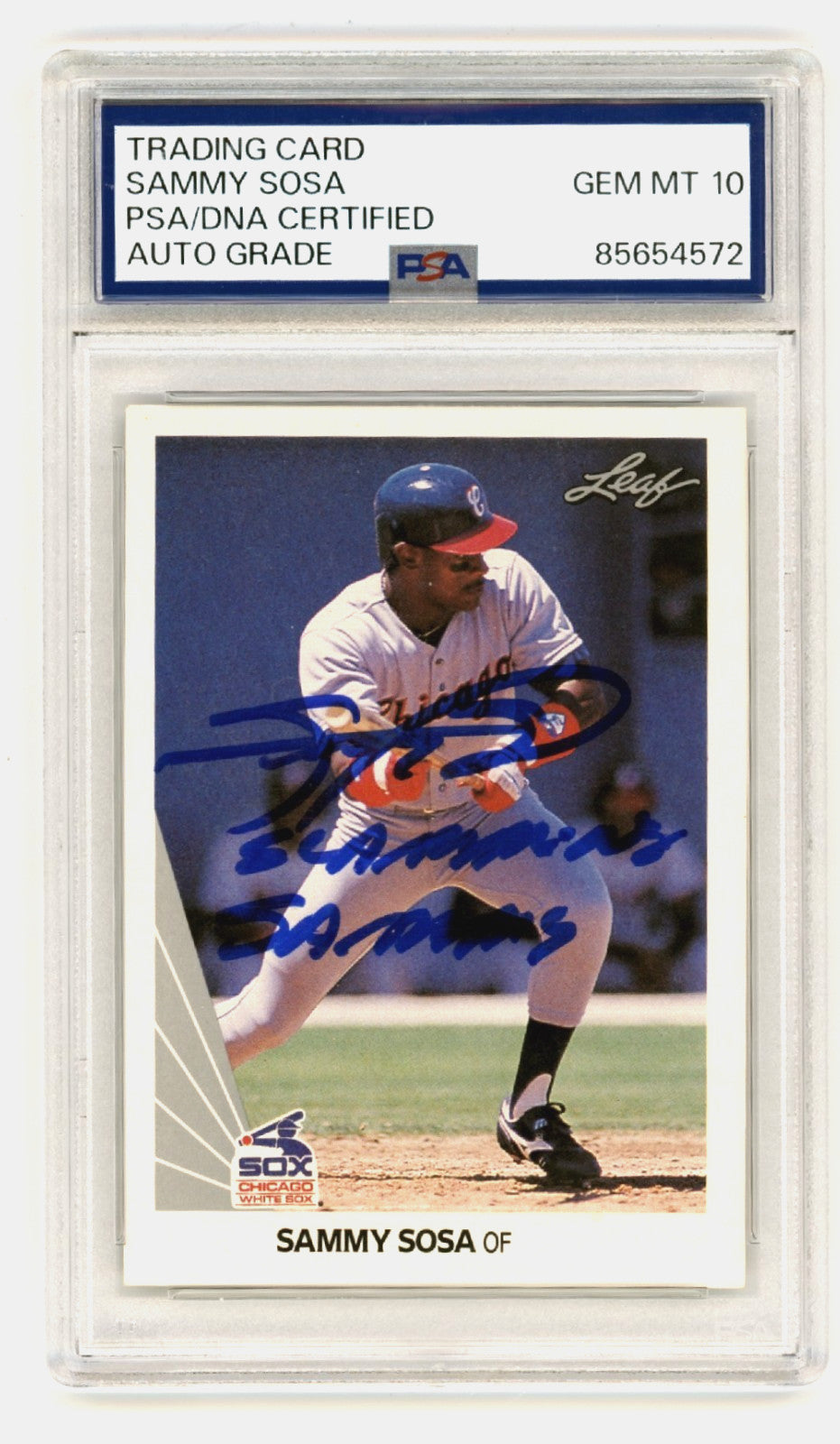 Sammy Sosa Signed 1990 Leaf #220 Rookie Card PSA 10 Auto - White Sox