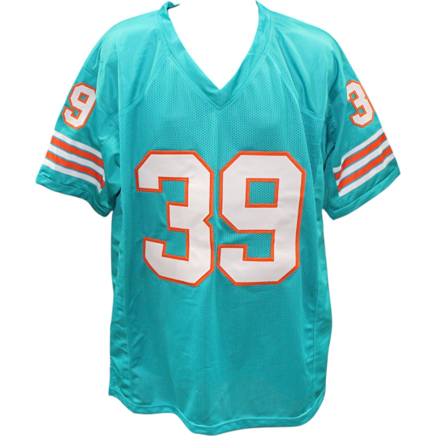 Larry Csonka Autographed Teal Custom Football Jersey (Beckett Witness)
