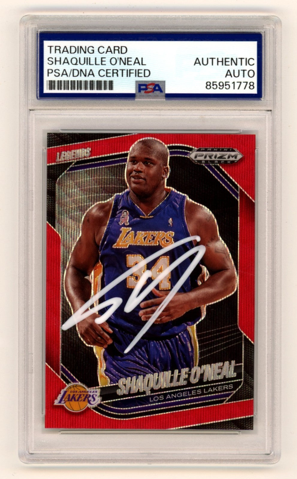 Shaquille O'Neal Signed 2024-25 Panini Prizm Black Red Wave Legends Card #254