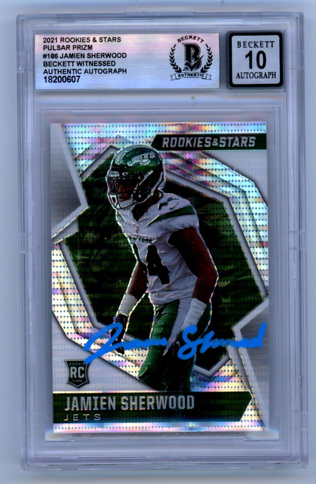 Jamien Sherwood 2021 Rookies & Stars Pulsar Prizm RC Signed BGS 10 Auto