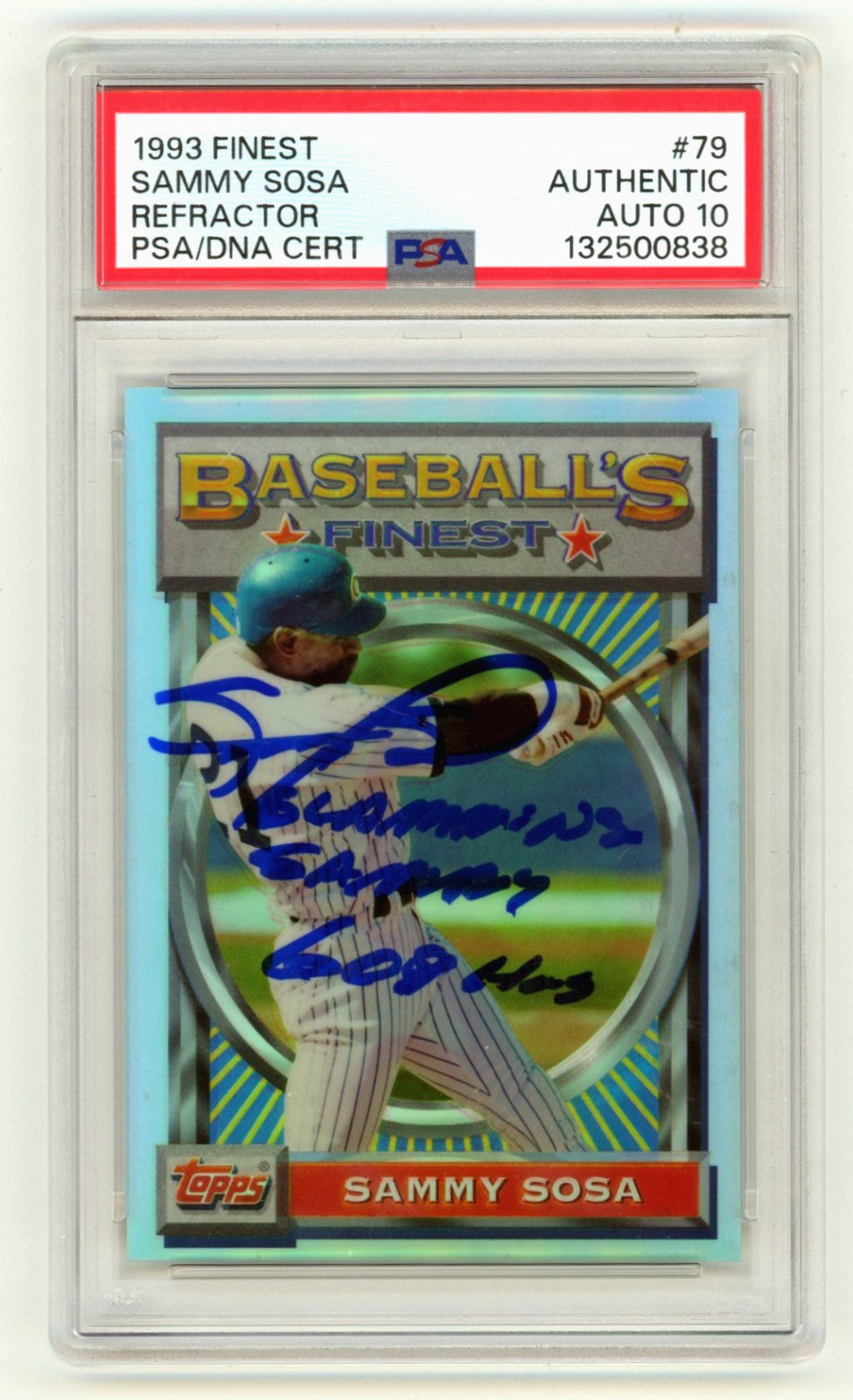 Sammy Sosa Signed 1993 Topps Finest Refractor Card - PSA 10 Auto