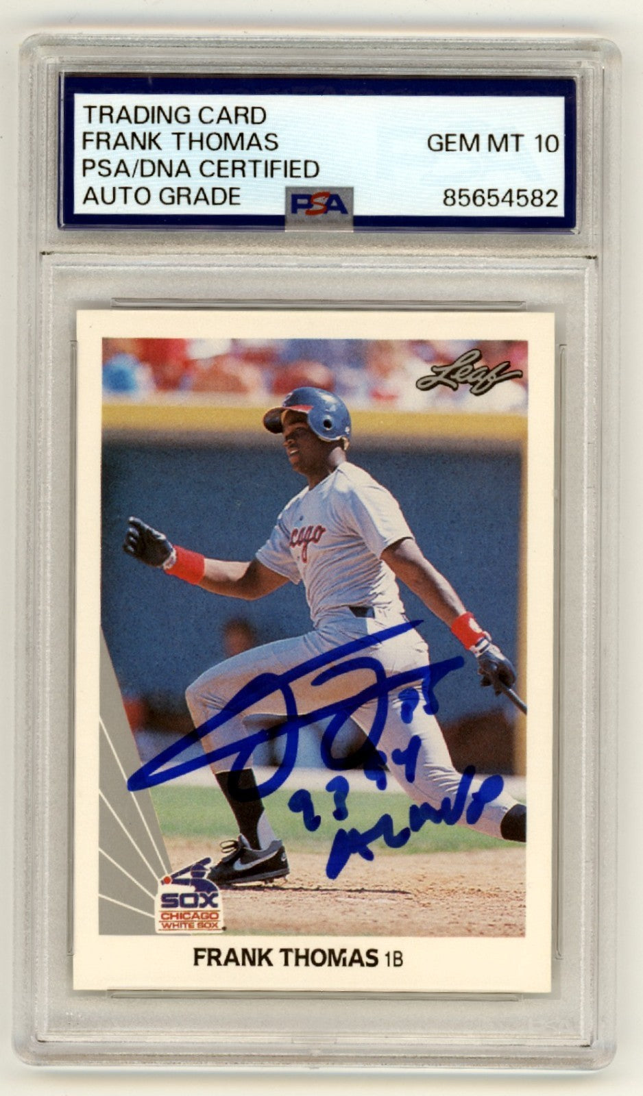 Frank Thomas Signed 1990 Leaf #300 Rookie Card with MVP Inscription PSA 10