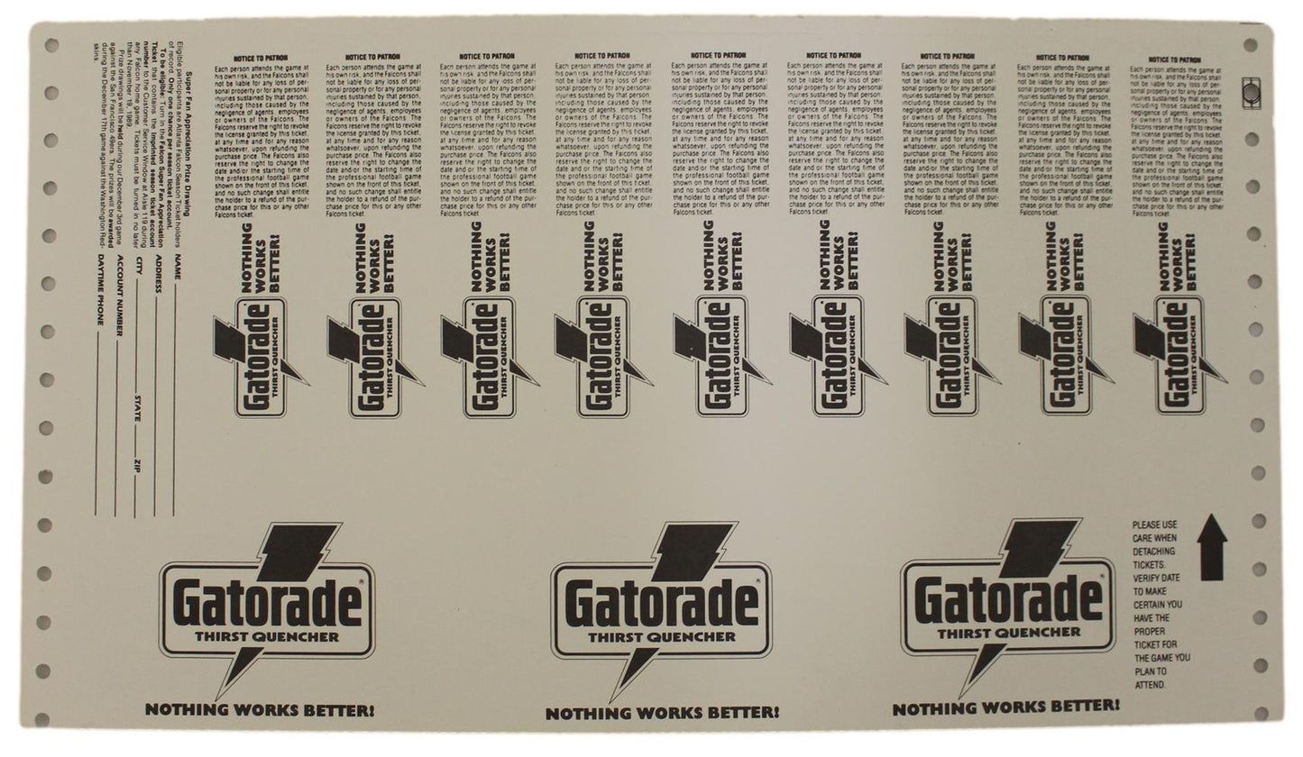Deion Sanders Signed Atlanta Falcons 1989 Season Ticket Proof Sheet BAS