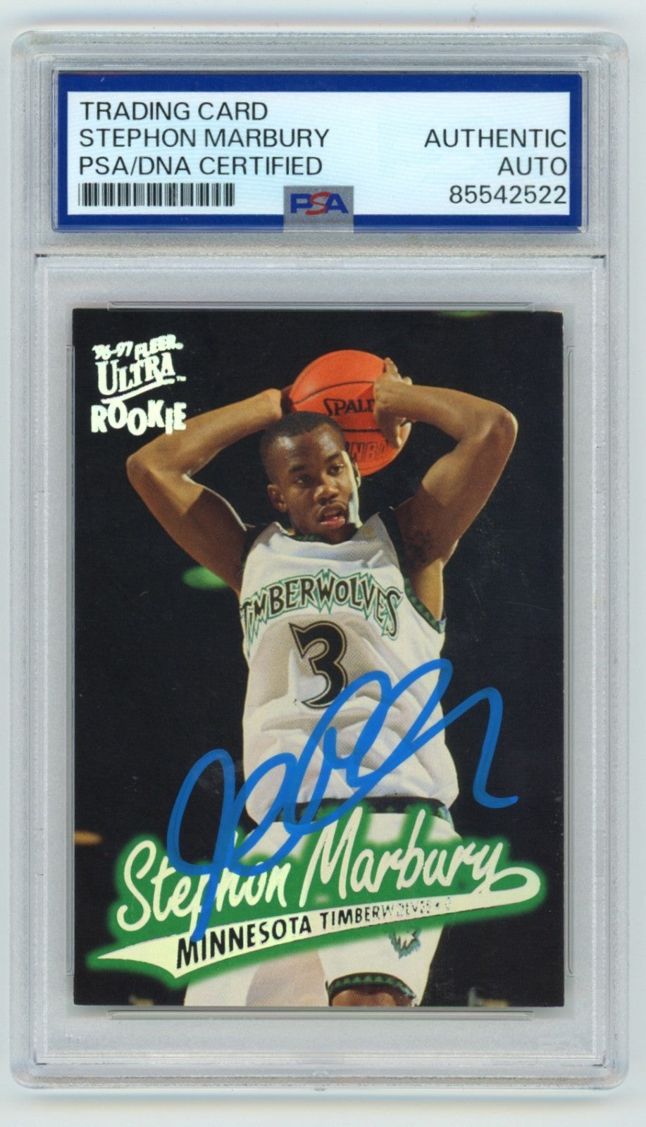 Stephon Marbury Autographed 1996-97 Fleer Ultra Rookie Card PSA Authentic
