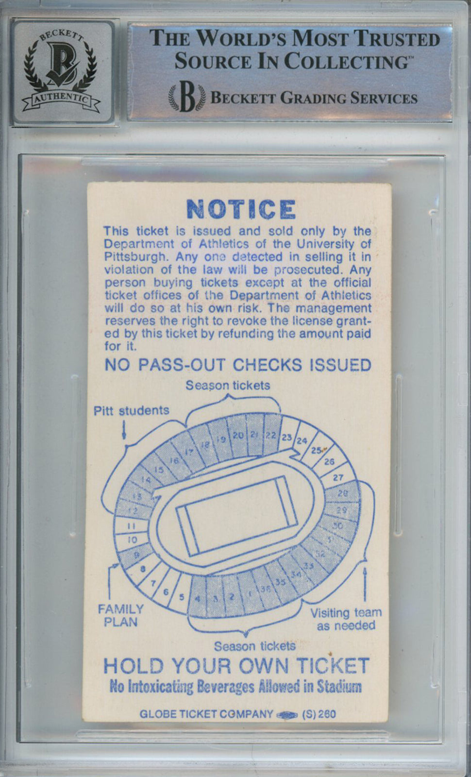 Tony Dorsett Signed 1976 vs Syracuse Ticket Stub BAS 10 Slab